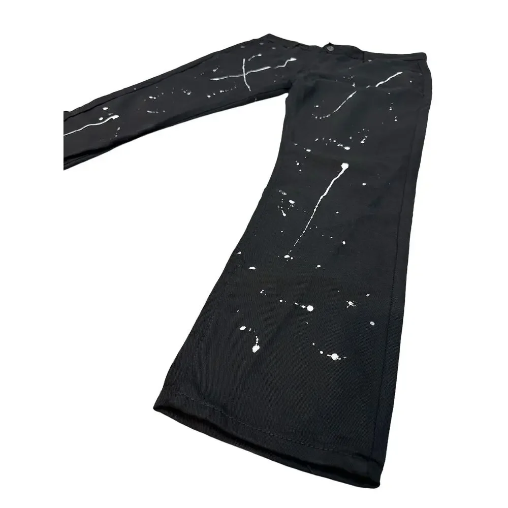 Jeanetix paint splattered black jeans size 40 x 32
